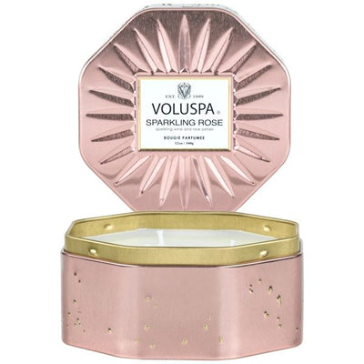 Voluspa - Sparkling Rose Octagon Tin Candle