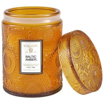 Voluspa - Baltic Amber Embossed Small Glass Candle