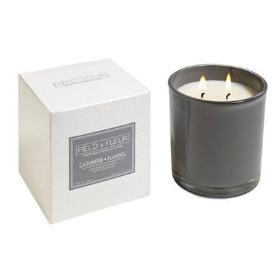 Field + Fleur - Cashmere Flannel 2 Wick Gray Candle
