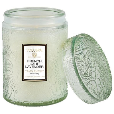 Voluspa - French Cade & Lavender Embossed Small Glass Candle