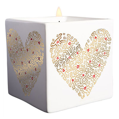 Keith Haring - Gold Pattern Heart Candle