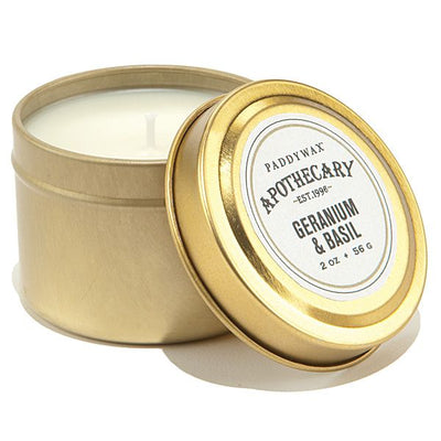 Paddywax - Geranium & Basil Travel Tin Candle