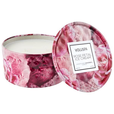 Voluspa - Rose Petal Ice Cream 2 Wick Mini Tin Candle