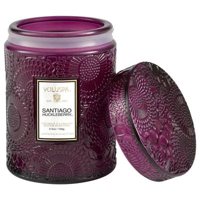 Voluspa - Santiago Huckleberry Embossed Small Glass Candle