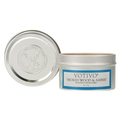 Votivo - Smoked Wood & Amber Travel Tin Candle